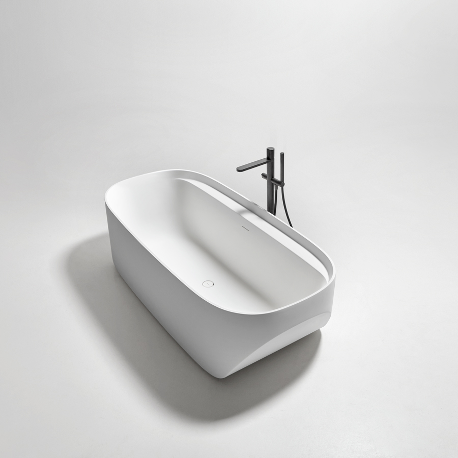 the transformation of a perfect geometry, through two diagonal cuts that dissect the depth of the basin.