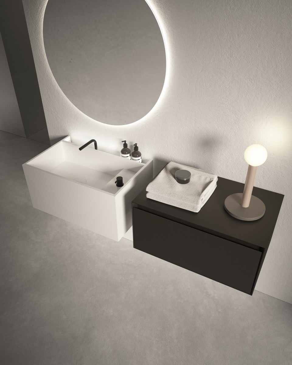 Un lavabo che sembra scavato nella roccia