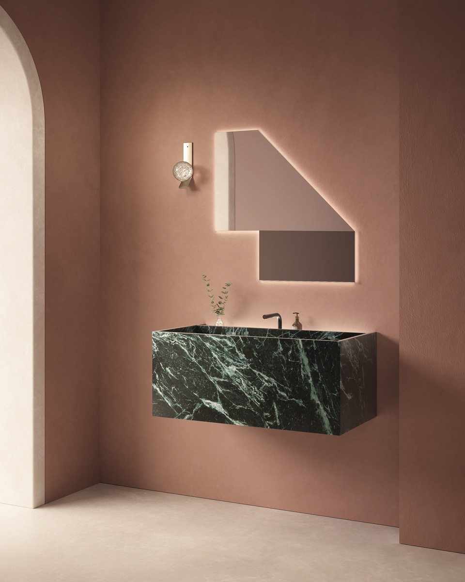 Un lavabo che sembra scavato nella roccia