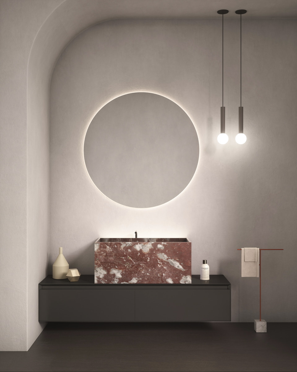 Un lavabo che sembra scavato nella roccia