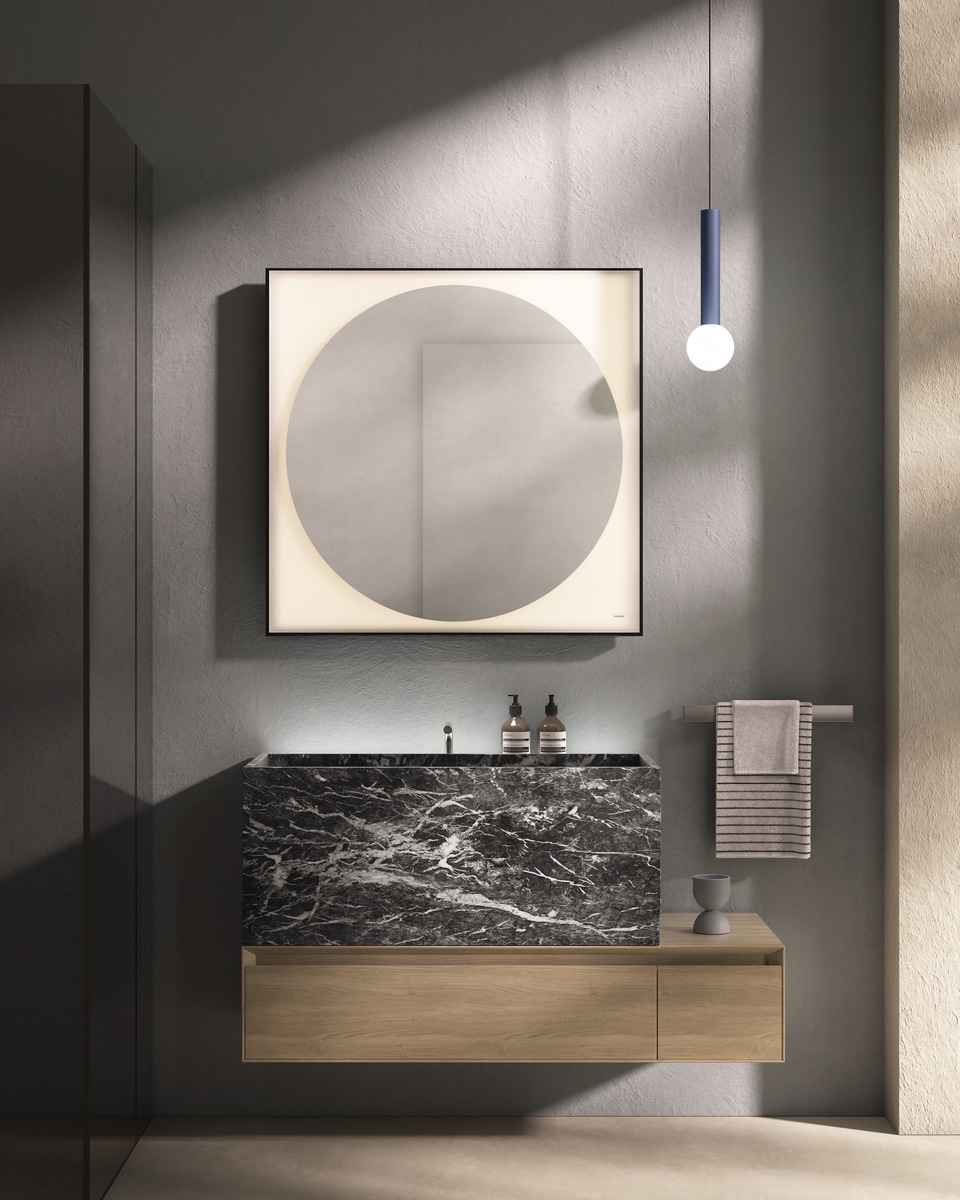 Un lavabo che sembra scavato nella roccia