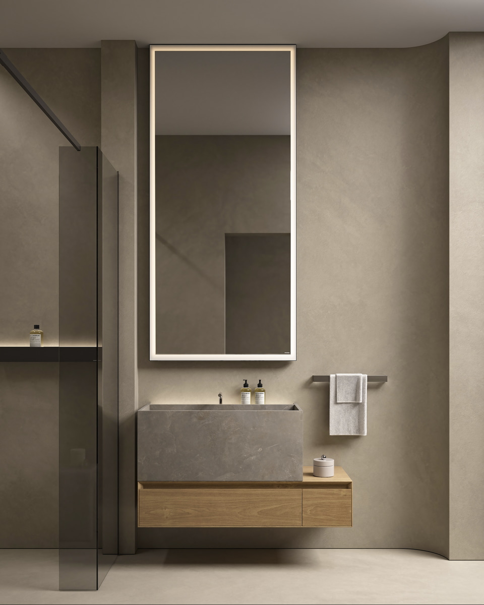 Un lavabo che sembra scavato nella roccia