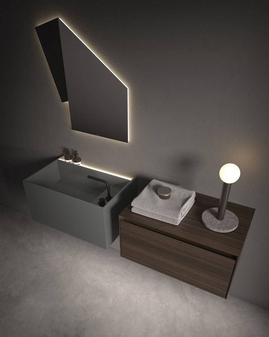Un lavabo che sembra scavato nella roccia