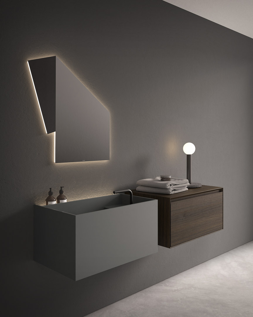 Un lavabo che sembra scavato nella roccia