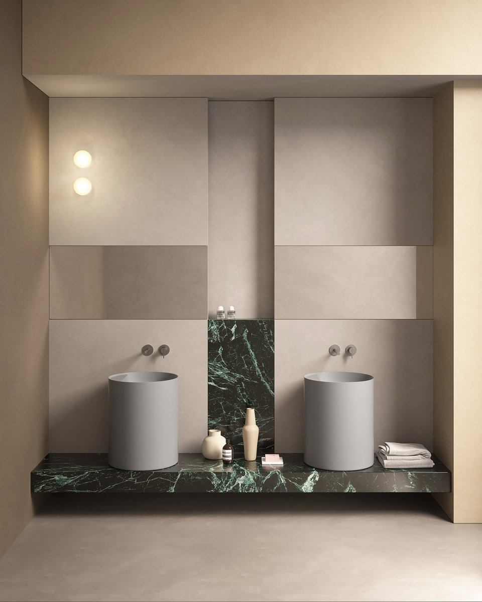 fondali prospettici che arredano l’ambiente bagno