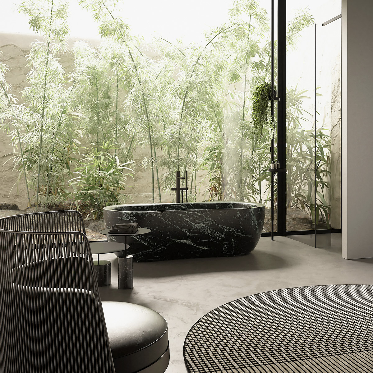 The external line takes its cue from the organic forms of the woods of the rivers